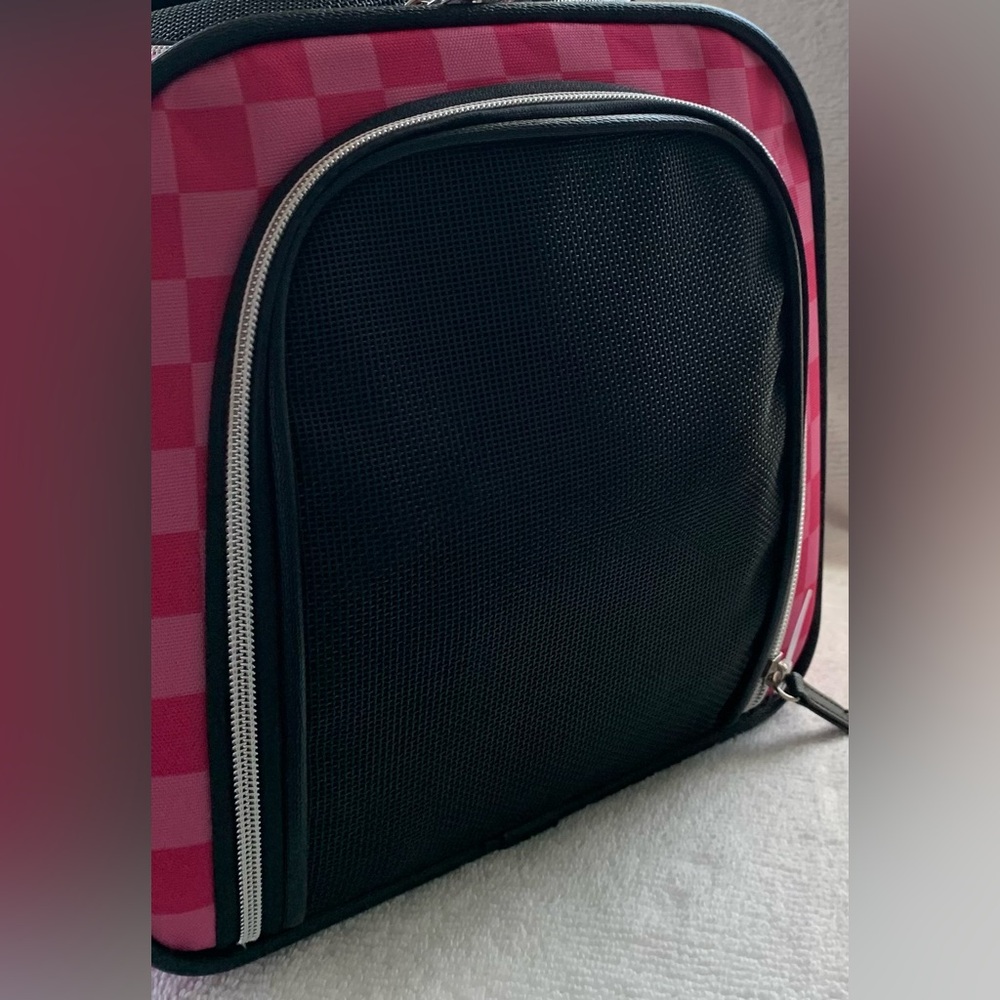 SALE - Betsey Johnson Pink Checks Pet Carrier for Small Pets - Picture 5 of 11
